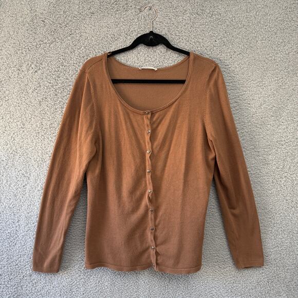 Camaieu Sweaters - Camaieu France Womens Top Brown Cardigan Long Sleeve Button Size S (UK 3)